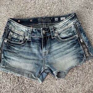 Miss Me Distressed Blue Jean Shorts